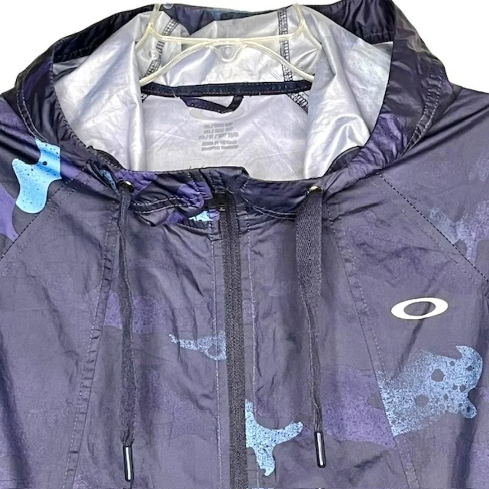 Oakley Hydrofree Tech Wind/Rain Camo Print Jacket - Navy Blue - S - Picture 3 of 9